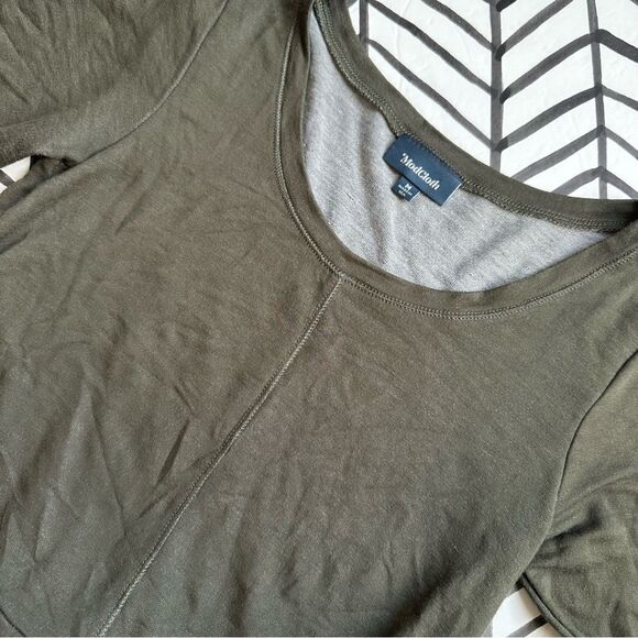 ModCloth Size M 3/4 Sleeve Scoop Neck Peplum Army Green Top - Picture 1 of 4